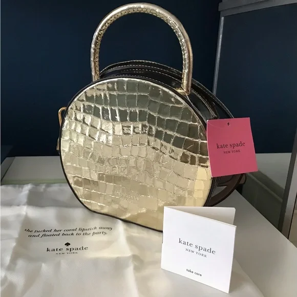 BNWT Kate Spade Andi metallic croc embossed leather bag - Picture 3 of 14